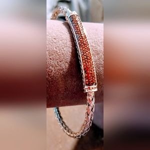 Cluster Brown Quartz with Sterling Silver 9.25 ware metal  size 7 inch Bracelet.